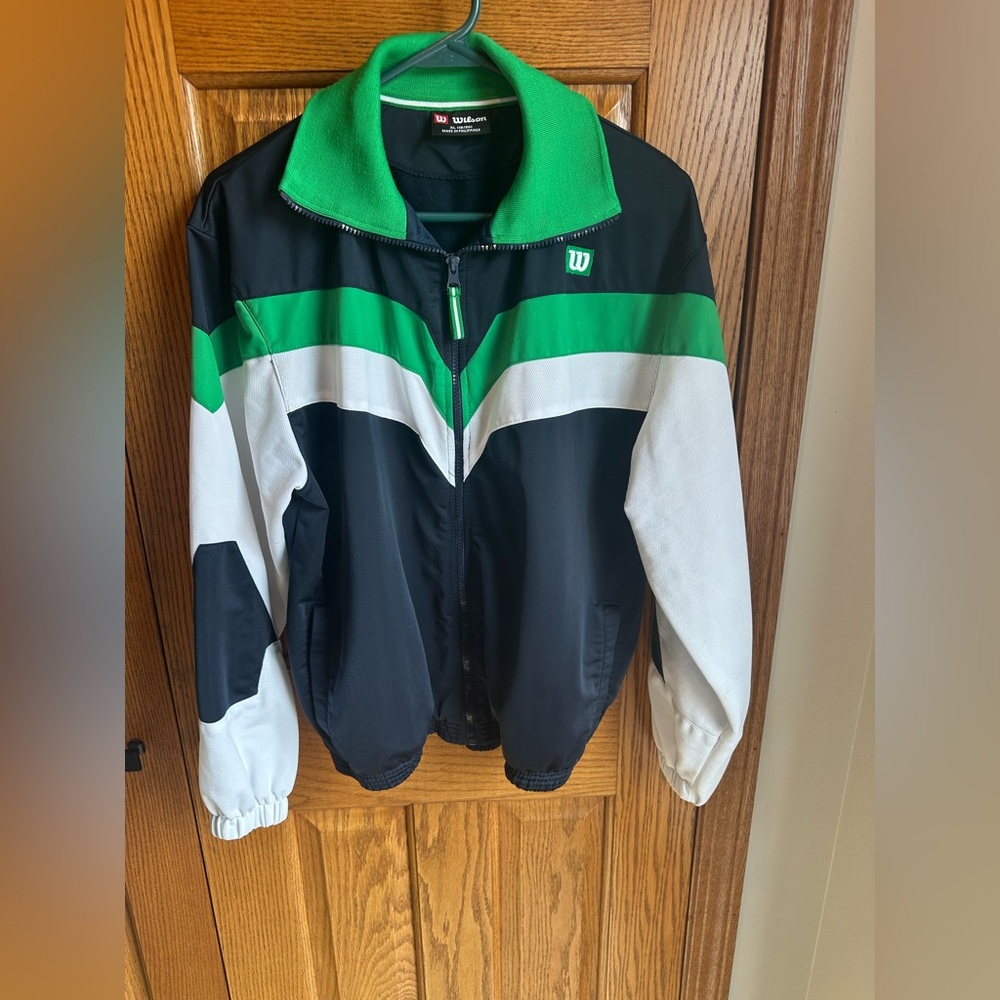 Wilson Track Jacket Full Zip Boys Size 18-20 Green Blue White